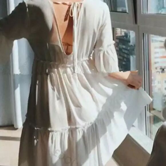 NEW White Boho Mini Dress - Picture 4 of 8